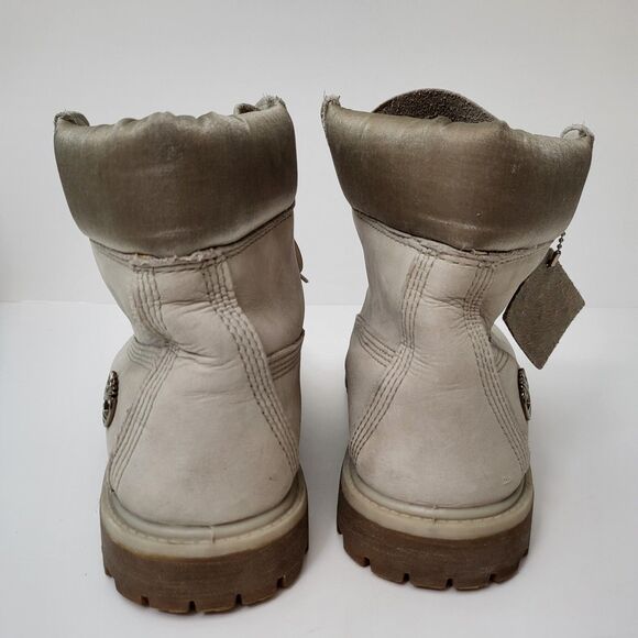 TIMBERLAND Boots Womens 9.5 6 Inch Premium Waterproof Leather Taupe Beige - Picture 6 of 12